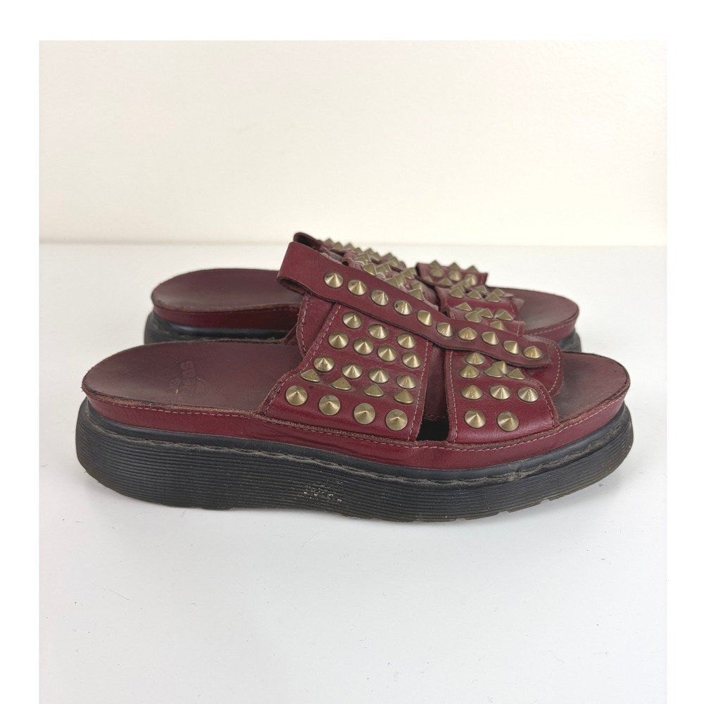 Dr Martens Oxblood Leather Brass Studded Sandals Women's 8 Punk Vintage